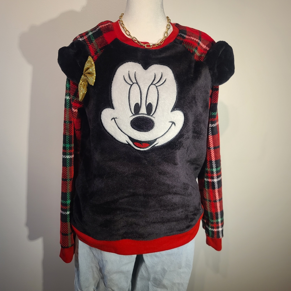 Holiday Disney Red and Black Plaid Minnie Mouse Sweater